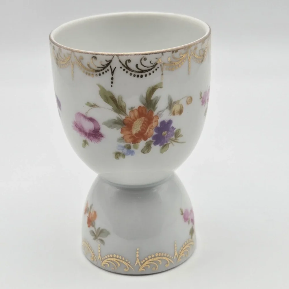 Rosenthal Selb Dresden Floral Porcelain Egg Cup With Gold‎ Trim Cottagecore